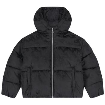 Girls Black Logo Puffer Jacket