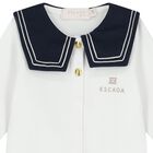 Baby Girls White & Navy Blue Logo Babygrow, 1, hi-res