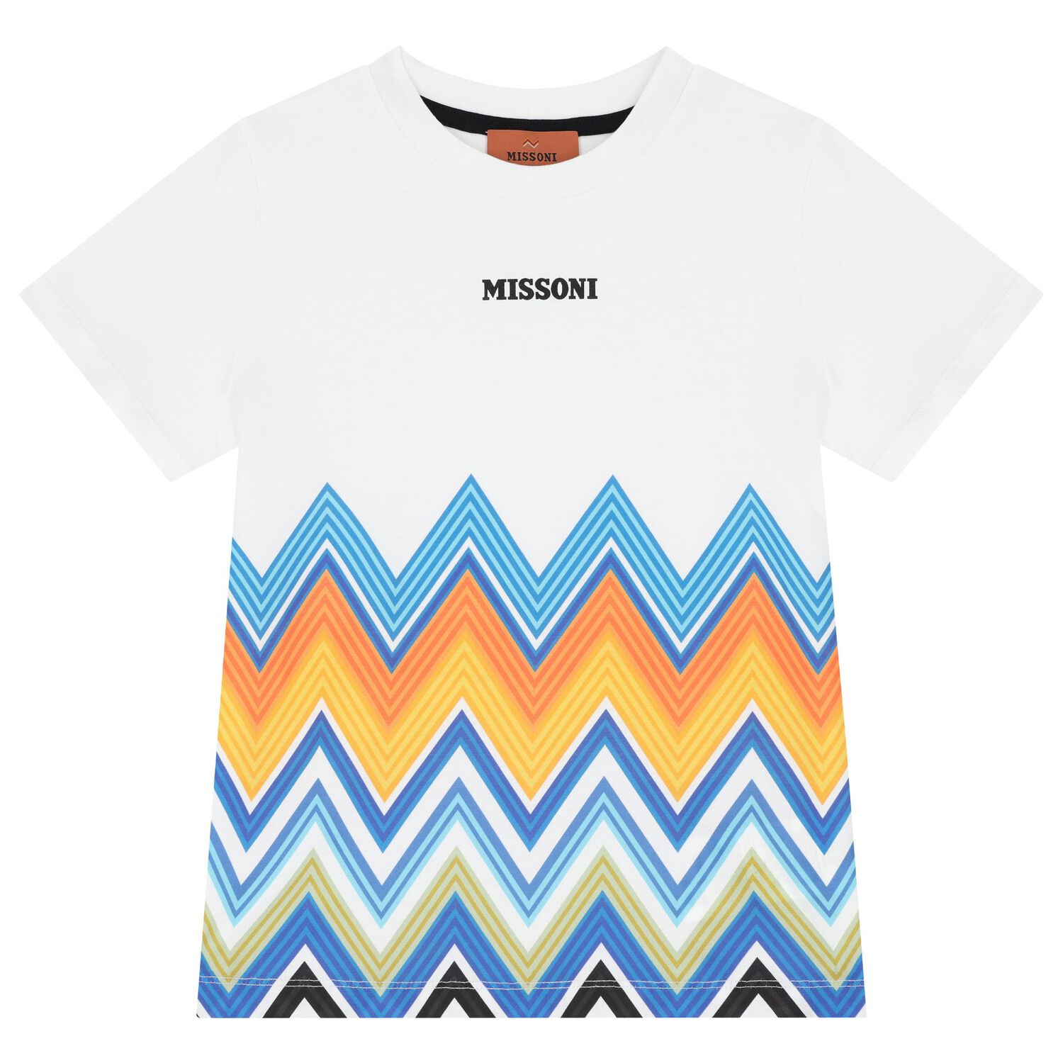 Boys White Zig Zag T-Shirt, 1, hi-res