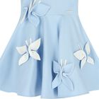 Girls Blue Butterfly Satin Dress, 2, hi-res