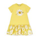 Girls Yellow Daisy Cotton Dress, 1, hi-res