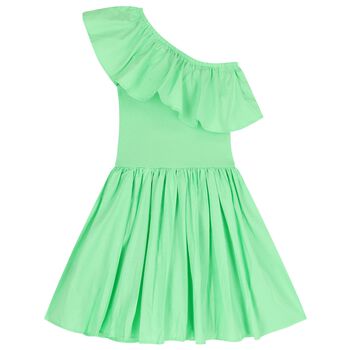 Girls Green Ruffled Dress