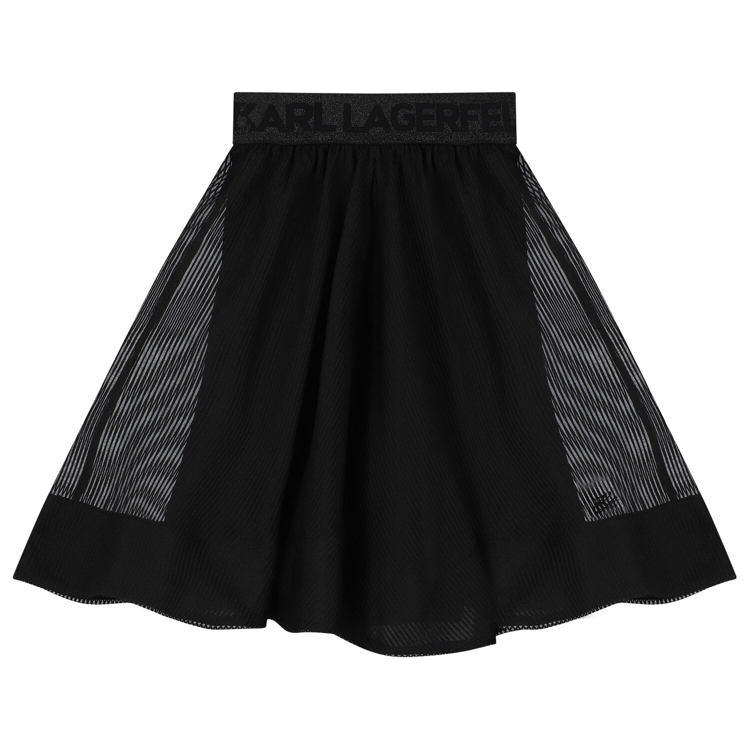 Girls Black Logo Organza Skirt, 1, hi-res