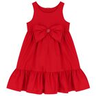 Girls Red Logo Bow Dress, 1, hi-res