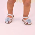 Younger Girls Silver Flower Sandals, 2, hi-res