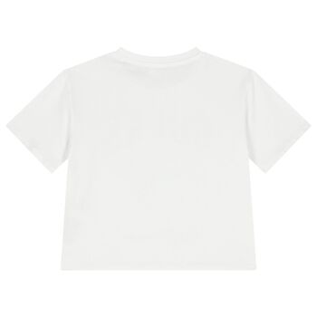 Girls White Teddy Bear Logo T-Shirt