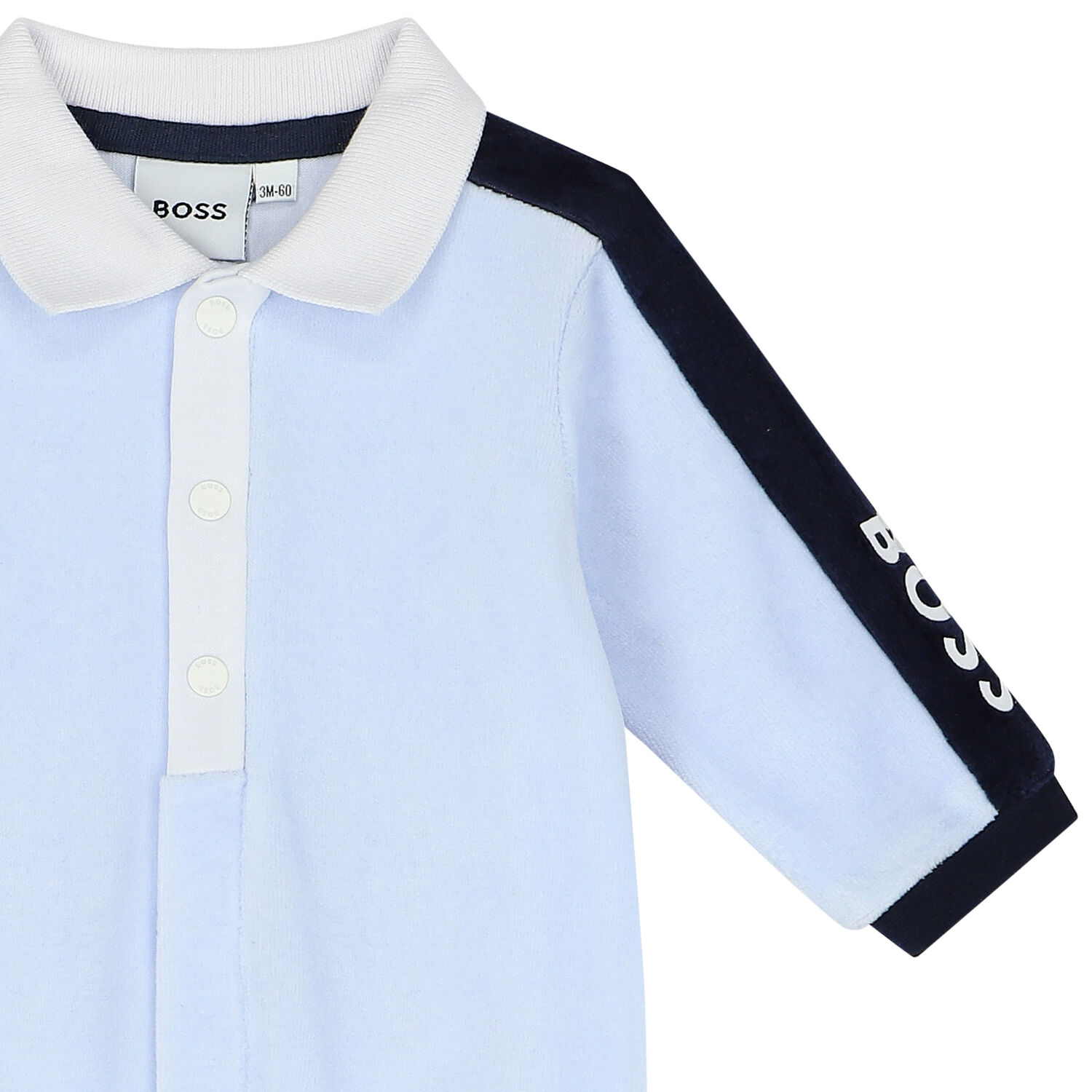 Baby Boys Blue Logo Polo Babygrow, 1, hi-res