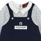 Baby Boys Navy & Blue Logo Babygrow, 1, hi-res