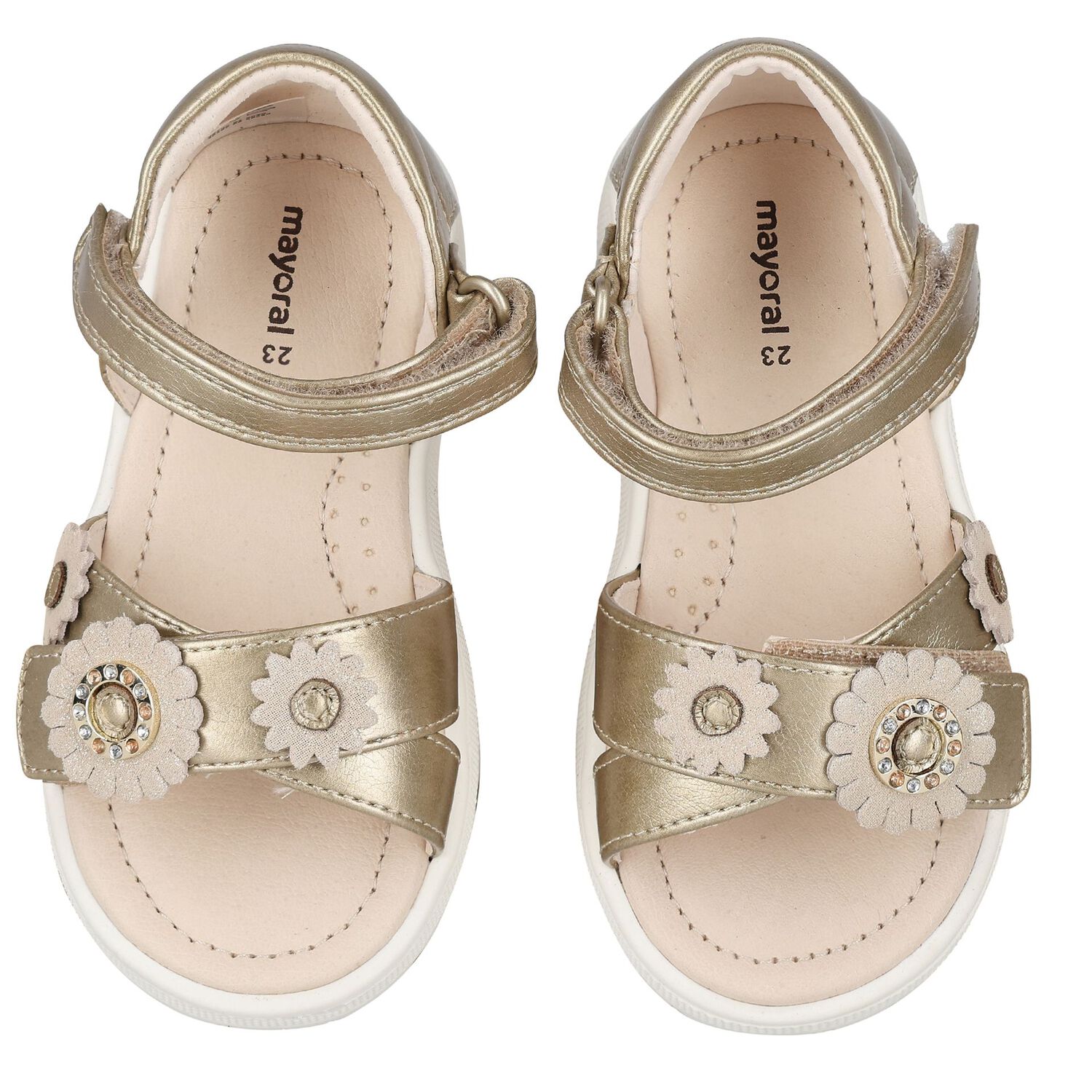 Younger Girls Ivory Flower Sandals, 2, hi-res image number null