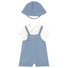 Baby Boys White & Blue Romper Set, 2, hi-res