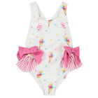 Girls White & Pink Ice Cream Swimsuit, 1, hi-res