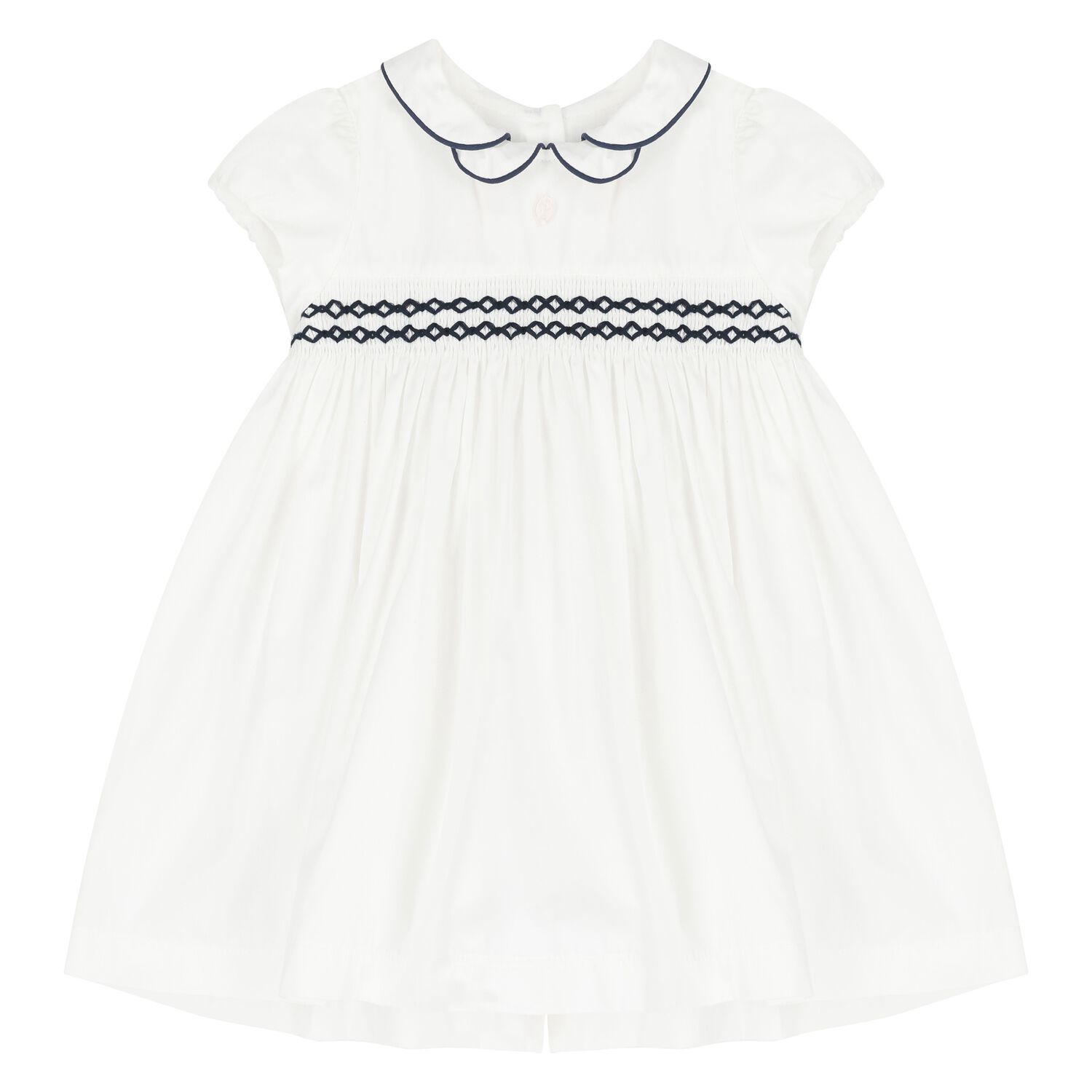 Baby Girls White Smocked Dress, 1, hi-res