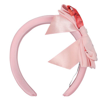 Girls Pink Floral Bow Headband