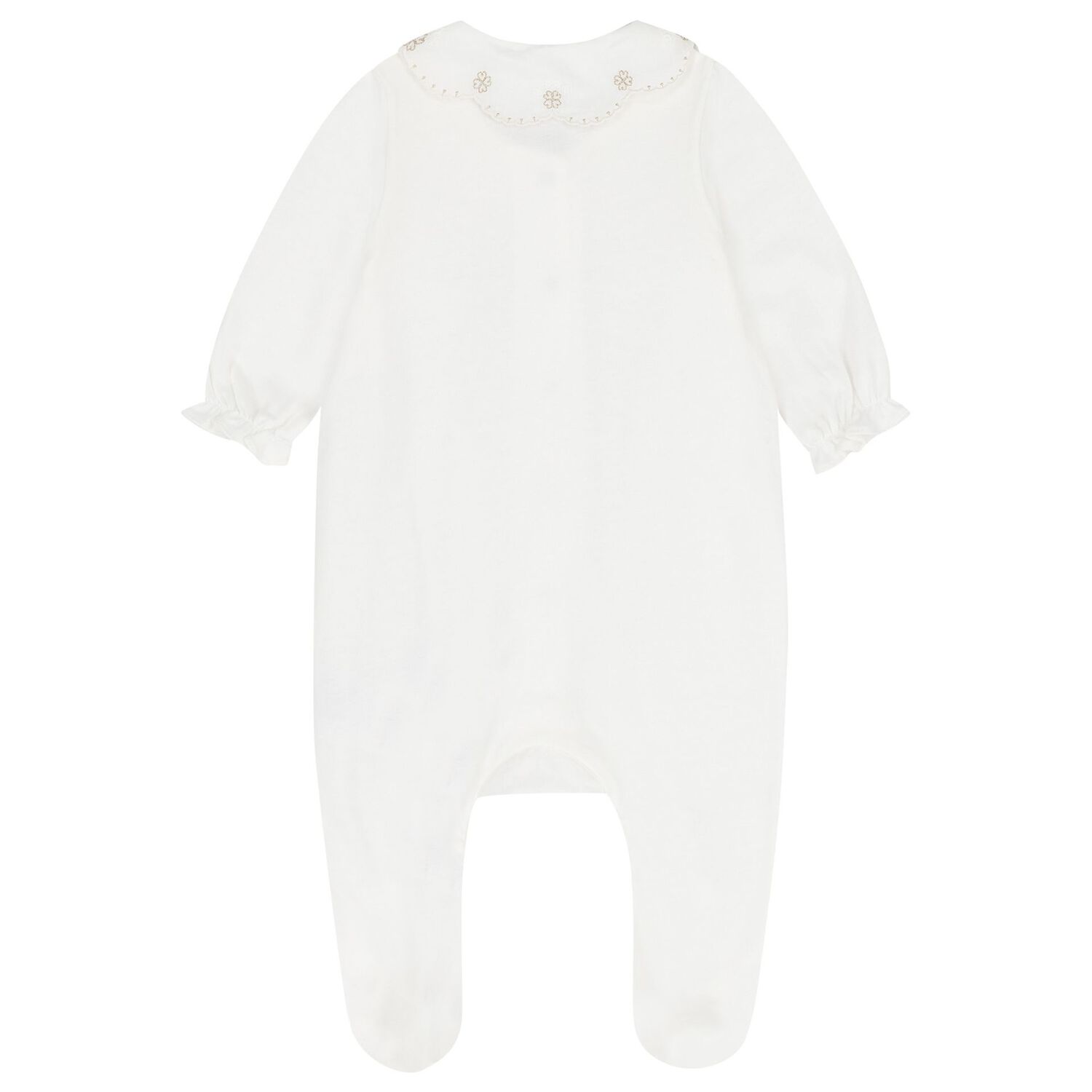Girls Ivory Flower Babygrow, 1, hi-res
