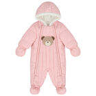 Baby Girls Pink Snowsuit, 1, hi-res
