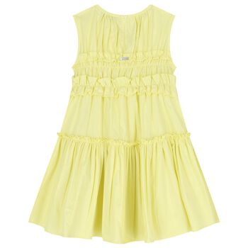 Girls Yellow Poplin Ruffle Dress