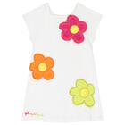Girls White Flower Dress, 1, hi-res