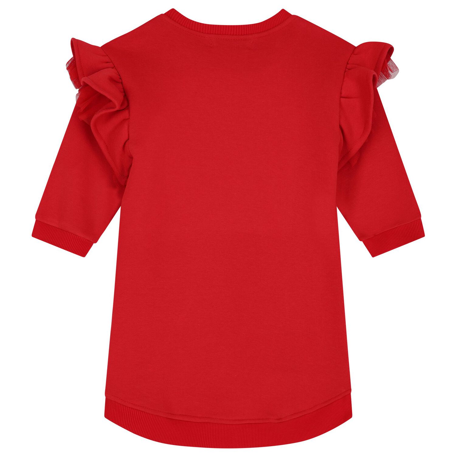 Girls Red Logo Bag Ruffled Dress, 1, hi-res