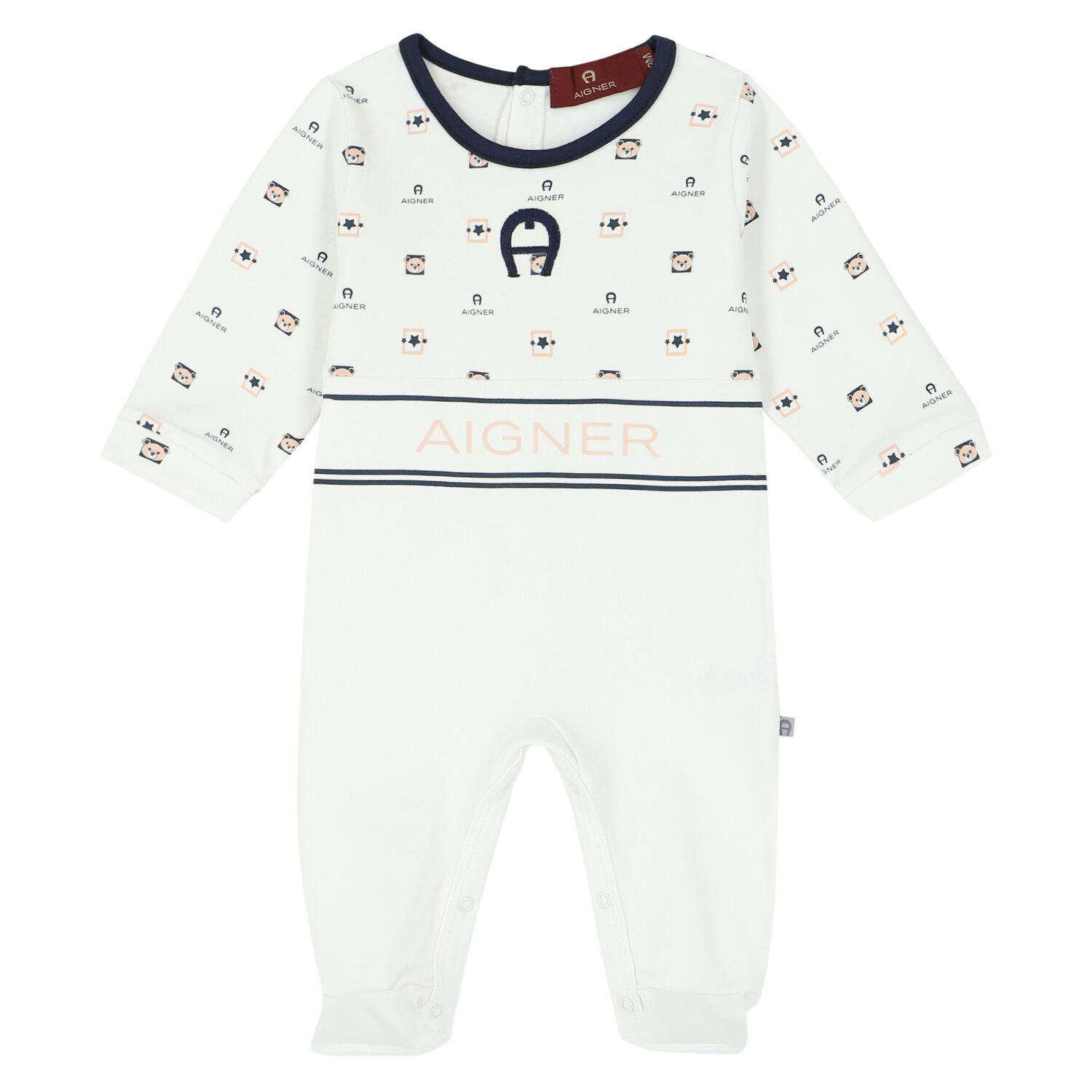 White Logo Babygrow, 1, hi-res