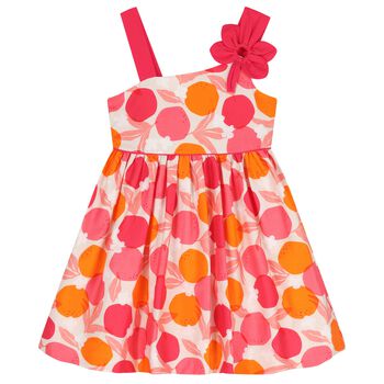 Girls Pink & Orange Flower Dress