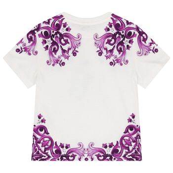 Girls White & Purple Majolica T-Shirt