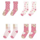 Baby Girls Pink & White Socks (4 Pack), 3, hi-res