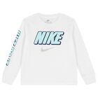 Boys White Logo Long Sleeve Top, 1, hi-res