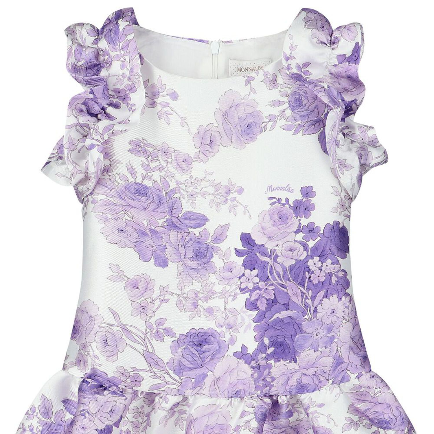 Girls White & Purple Floral Dress, 1, hi-res