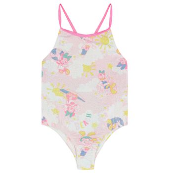 Girls Pink Sequins Swimsuit