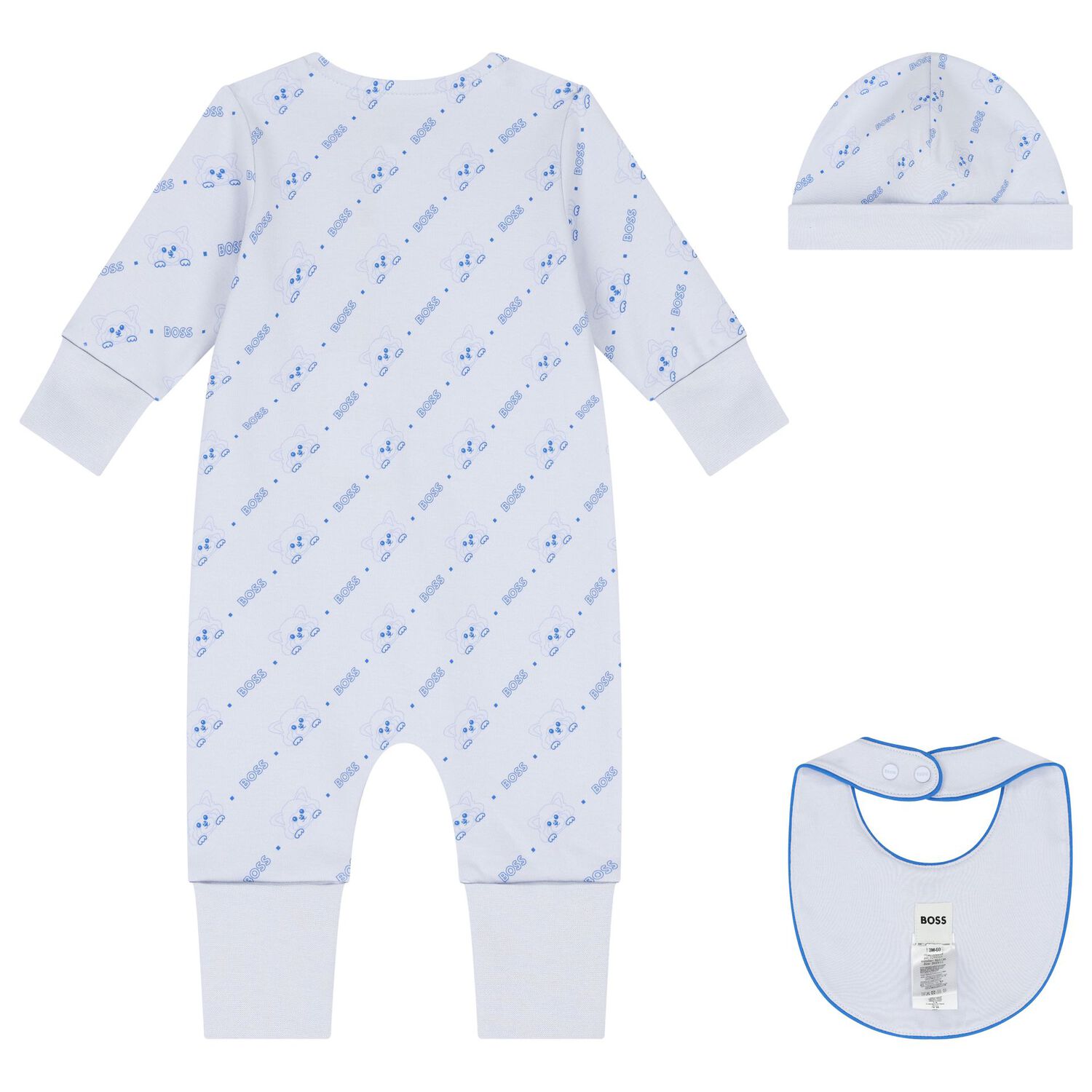 Baby Boys Blue Logo Romper Gift Set, 1, hi-res
