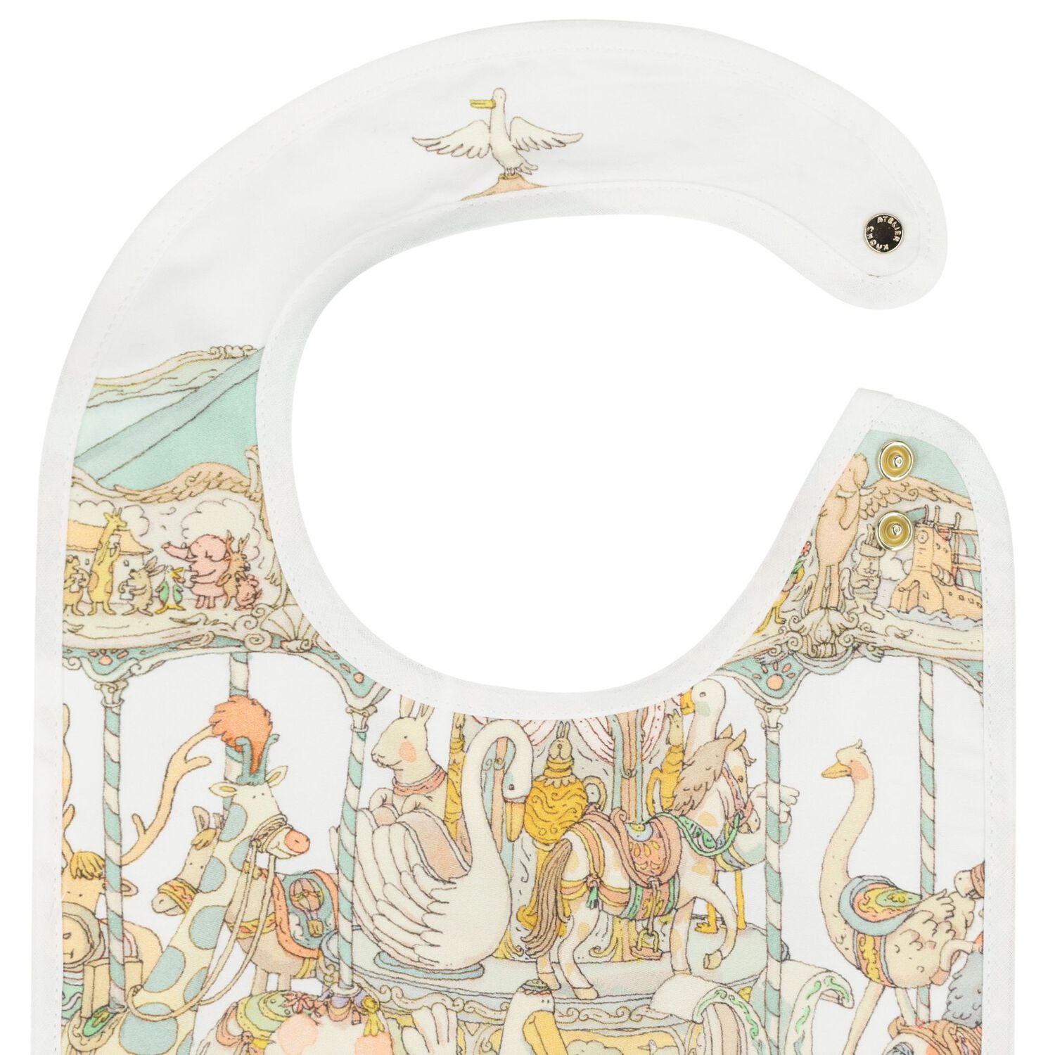 Ivory & Green Carousel Carr&eacute; Swaddle & Bib Gift Set, 1, hi-res