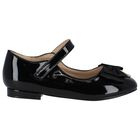 Girls Black Bow Ballerina Shoes, 2, hi-res