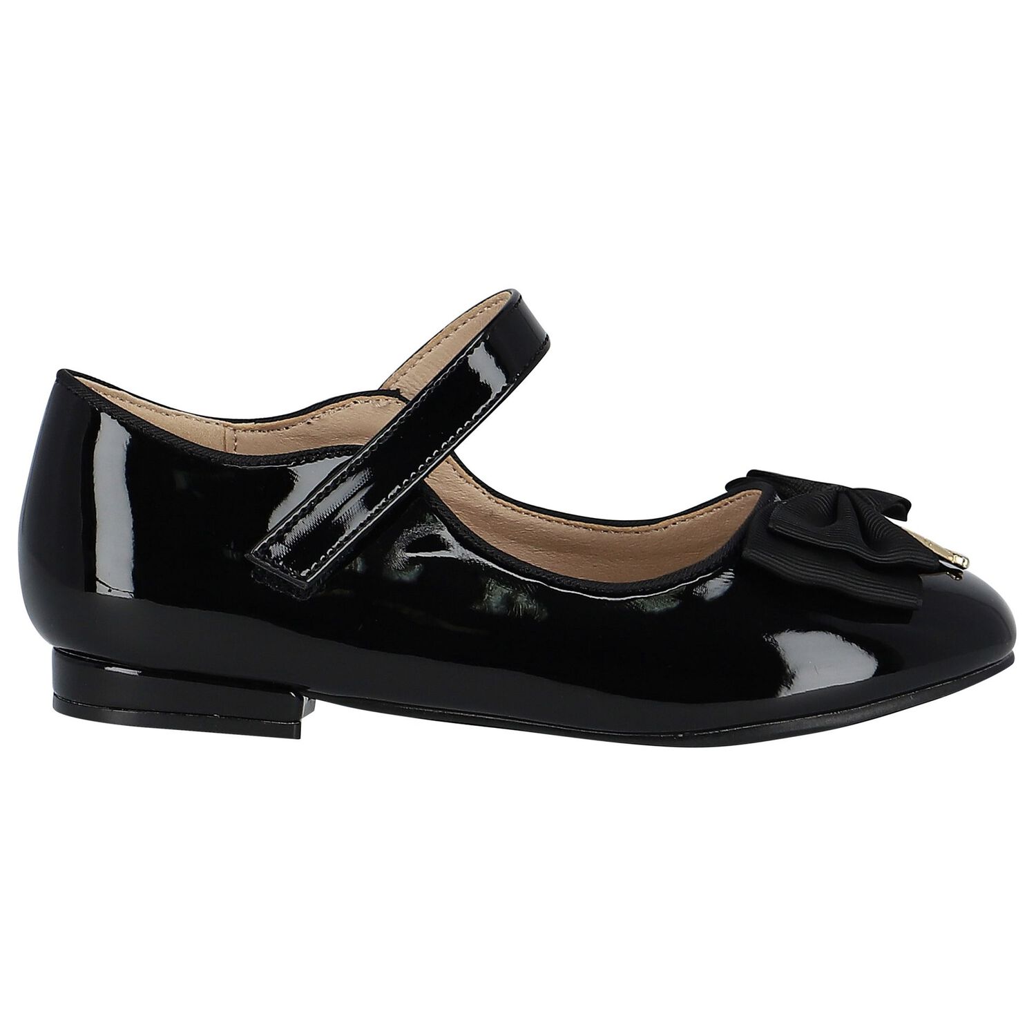 Girls Black Bow Ballerina Shoes, 2, hi-res