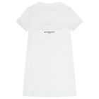 Girls White Logo Ribbed Dress, 1, hi-res