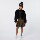 Girls Black & Gold Pleated Dress, 1, hi-res
