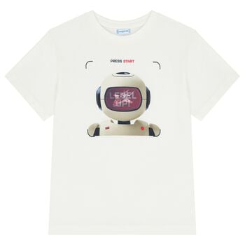Boys Ivory Robot T-Shirt