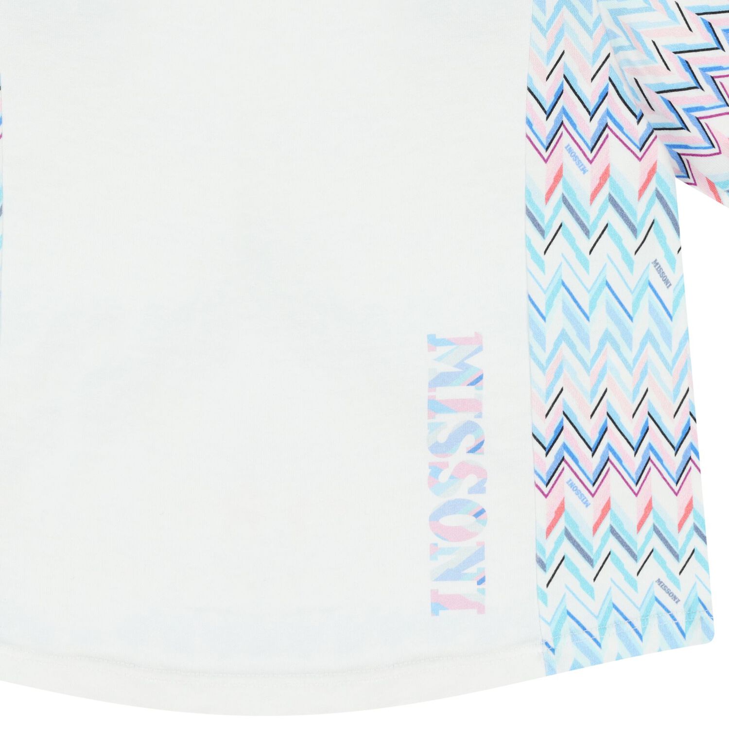 Girls White & Blue Logo Zig Zag T-Shirt, 1, hi-res