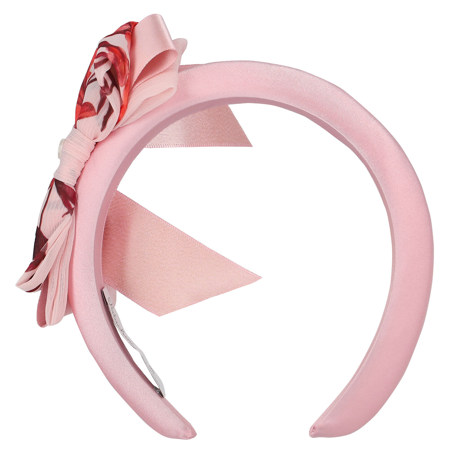 Girls Pink Floral Bow Headband, 3, hi-res