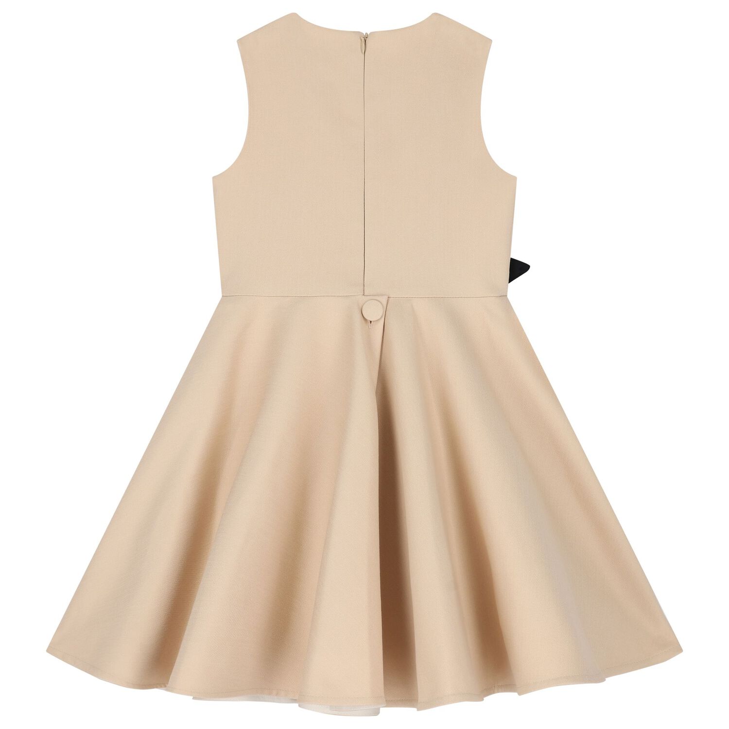 Girls Beige Satin Floral Dress, 2, hi-res