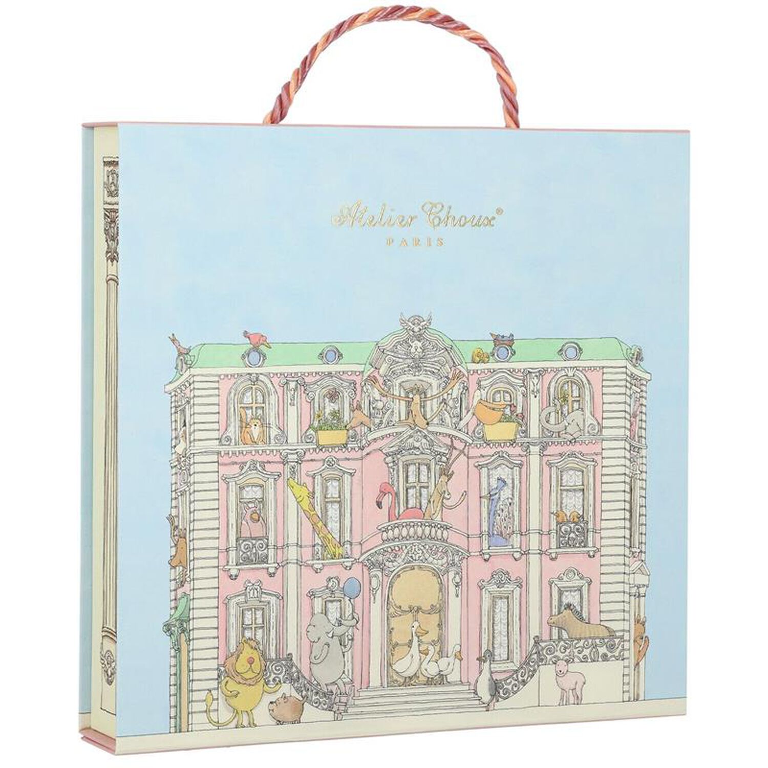 Baby Boys Ivory & Blue Carousel Carré Swaddle & Bib Gift Set, 1, hi-res image number null