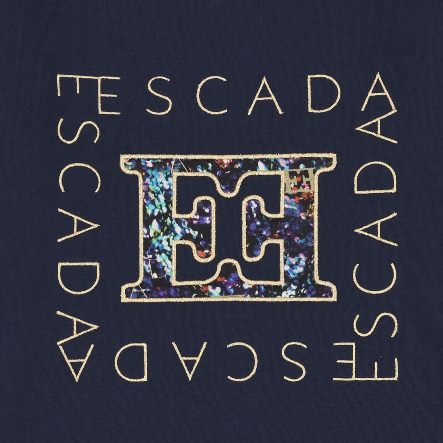 Girls Navy Blue Logo Long Sleeve Top, 2, hi-res