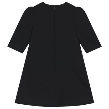 Girls Black Embellished Crepe Dress