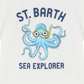 Boys White Octopus T-Shirt