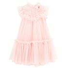 Girls Pink Dotted Tulle Dress, 2, hi-res