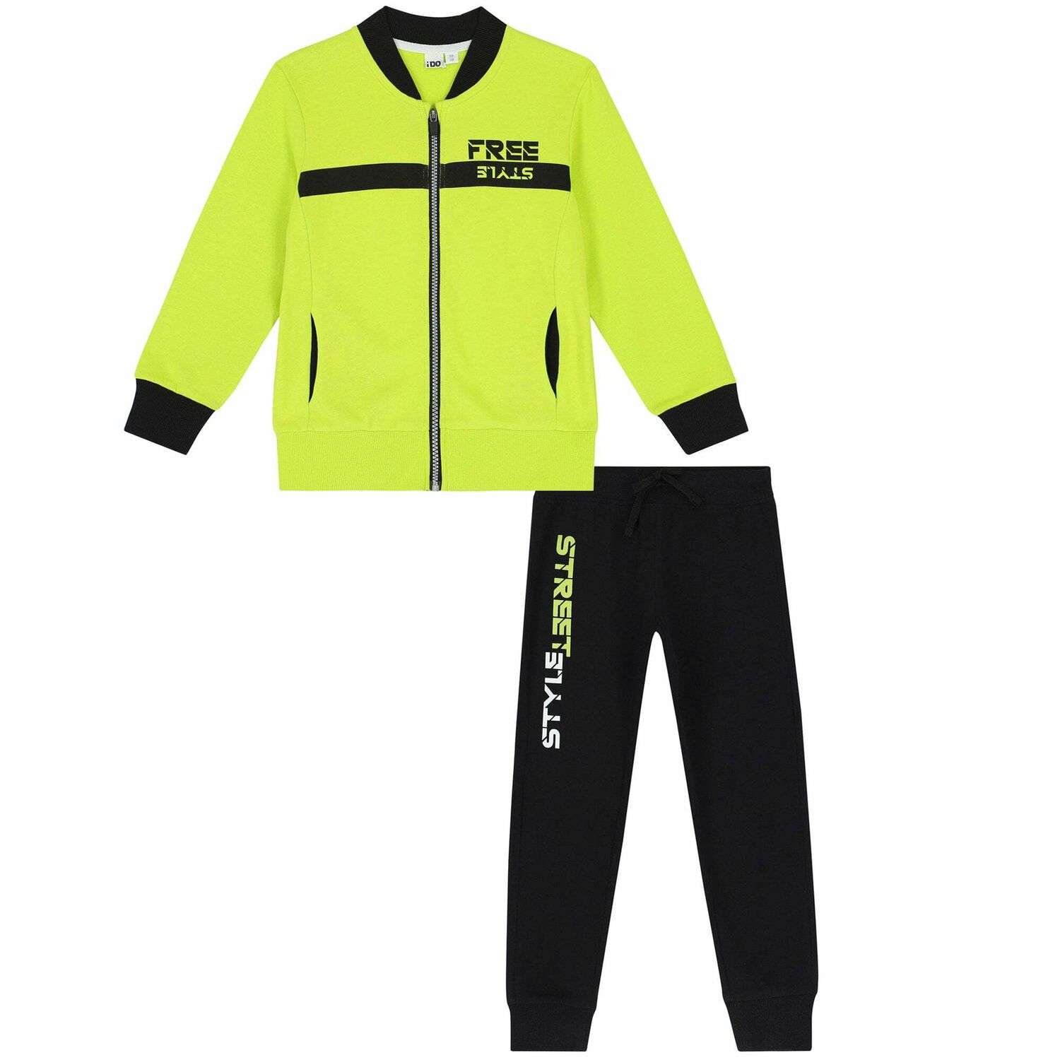 Boys Black & Neon Green Tracksuit, 2, hi-res