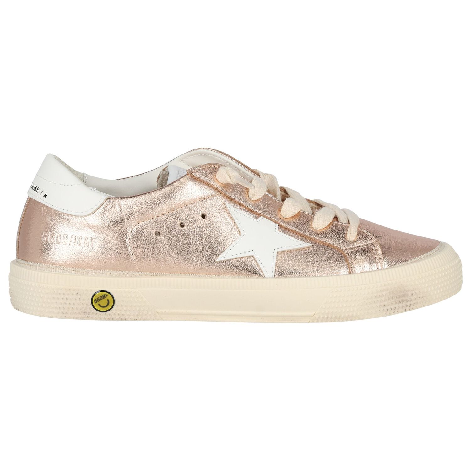 Girls Rose Gold Leather Trainers, 1, hi-res image number null
