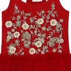 Girls Red Embellished Tulle Dress, 1, hi-res
