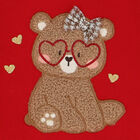 Younger Girls Red Teddy Bear Dress, 1, hi-res