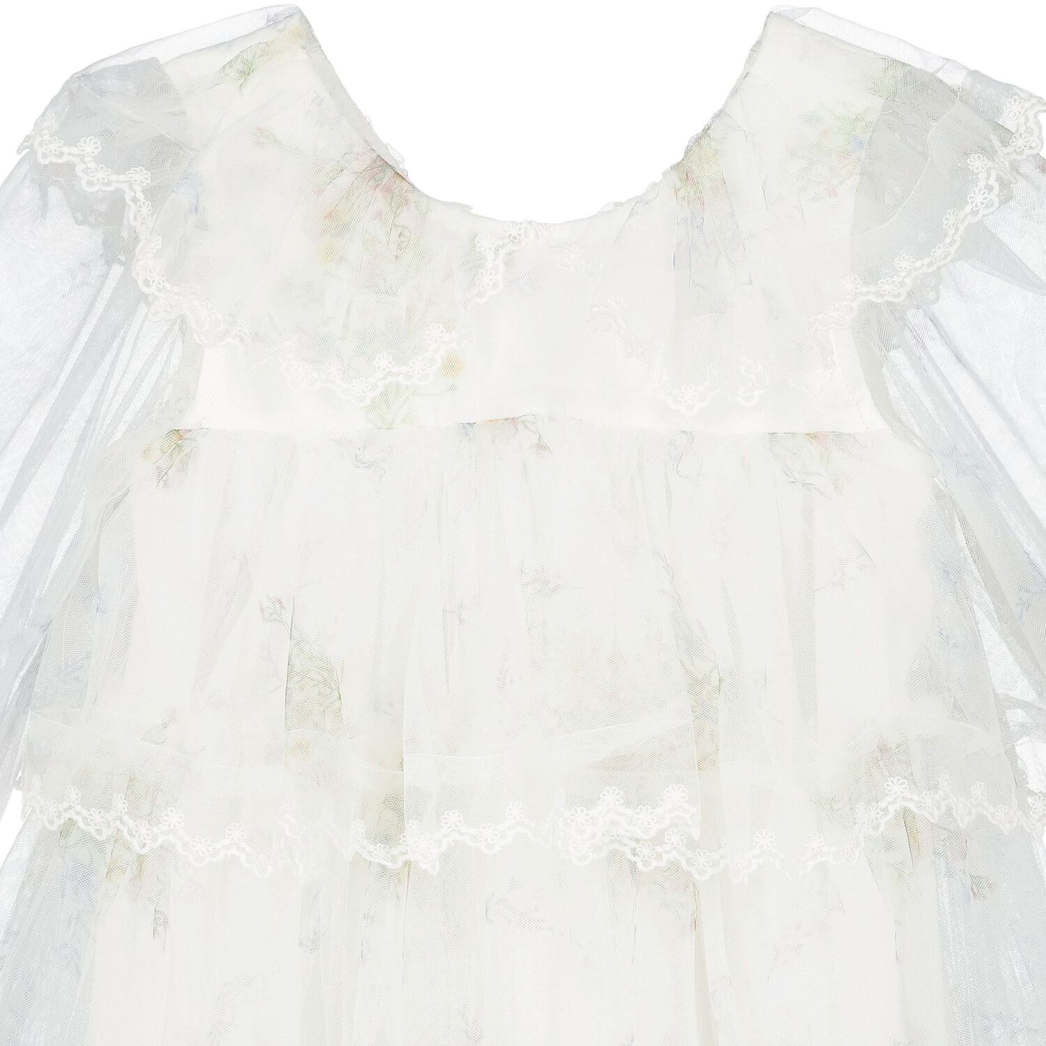 Girls Ivory Floral Tulle Dress, 1, hi-res image number null