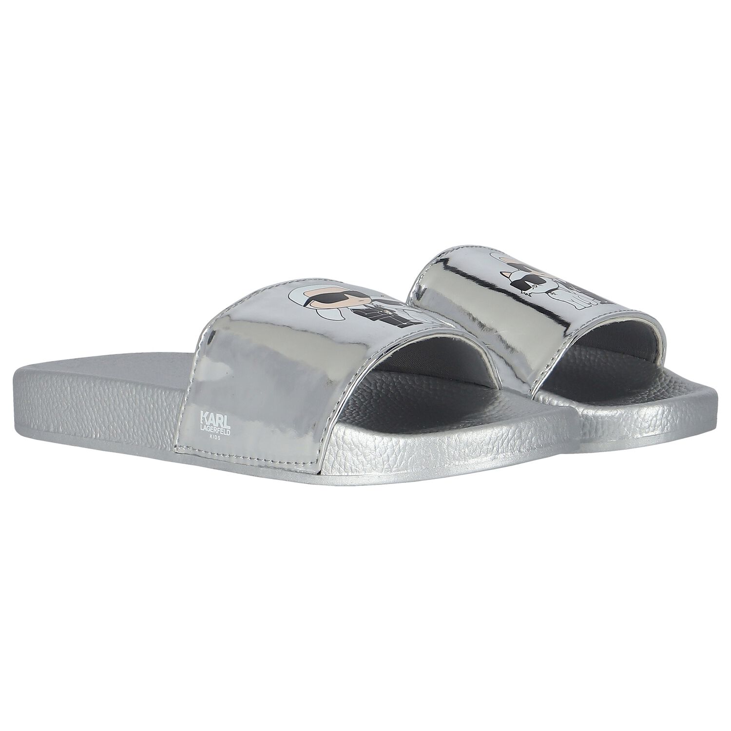 Girls Silver Choupette Sliders, 1, hi-res
